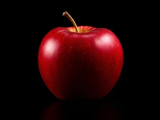 red apple on black background