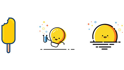 Abstract blue and yellow icon set vector illustrations