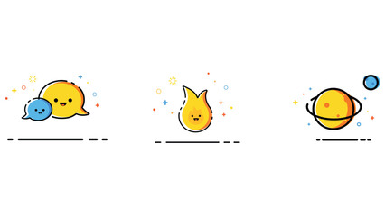 Abstract blue and yellow icon set vector illustrations