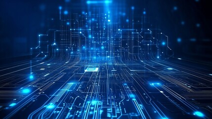 Obraz premium High tech technology geometric and connection system background with digital data abstract.