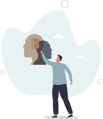 Mindfulness as mental mind peace, balance and wellness.flat character life .