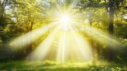 Sunlight Rays Streaming Through a Forest Canopy