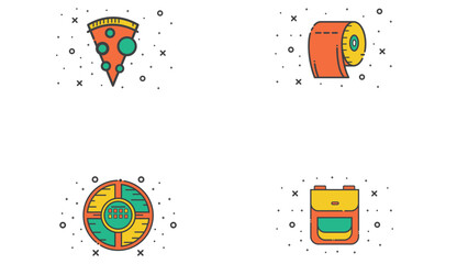 Abstract orange colored set icons vector illustration