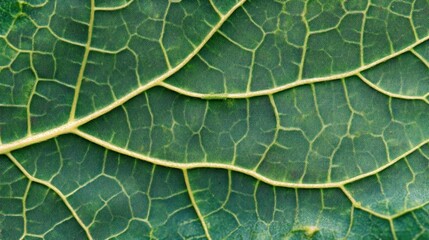 Fototapeta premium Close-up leaf veins, green texture, nature backdrop, botanical design