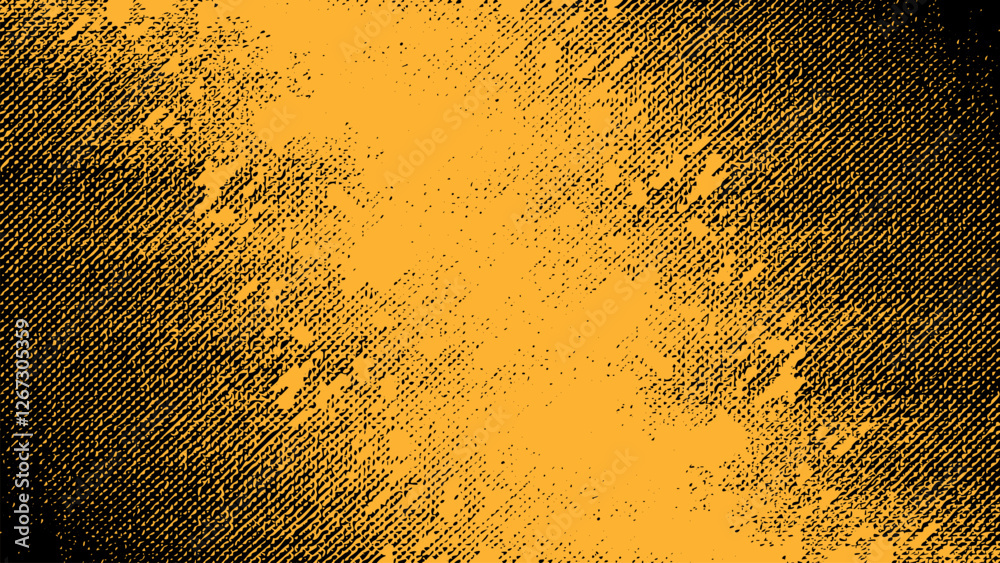 Canvas Prints yellow and black grunge abstract background in halftone style.