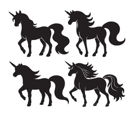 Unicorn Icon Square Button Set vector on white background