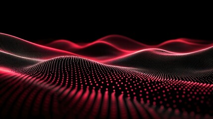 Abstract red digital wave landscape; futuristic technology background, ideal for tech presentations