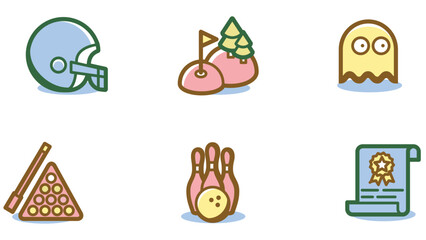 Sports and Gaming light colored collection vector art