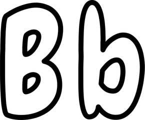 B Uppercase and Lowercase Alphabet outline Vector, perfect for educational materials, coloring books, and graphic design projects. Scalable and editable.