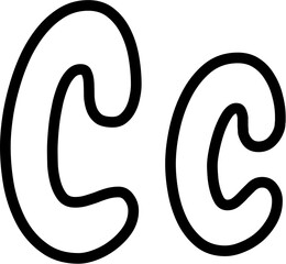 C Uppercase and Lowercase Alphabet outline Vector, perfect for educational materials, coloring books, and graphic design projects. Scalable and editable.
