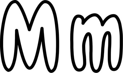 M Uppercase and Lowercase Alphabet outline Vector, perfect for educational materials, coloring books, and graphic design projects. Scalable and editable.