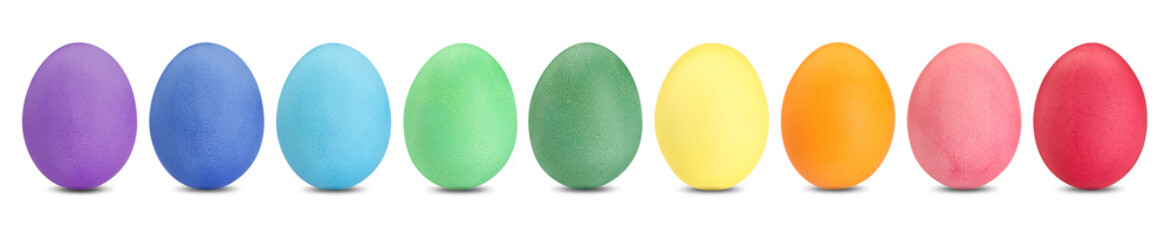 Easter eggs in different colors isolated on white, set