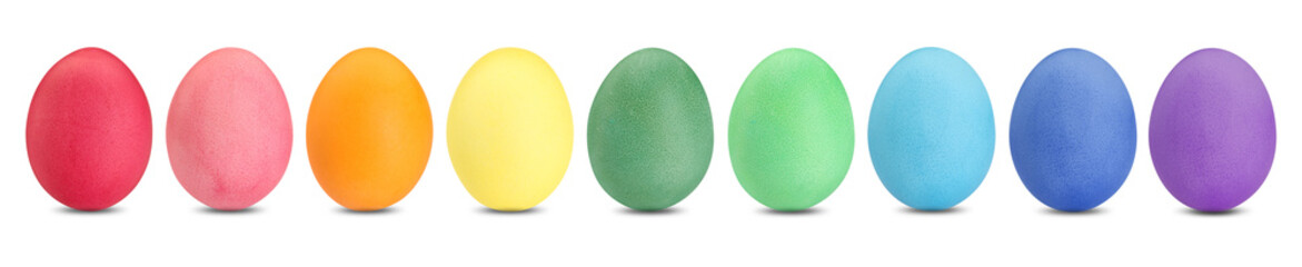 Easter eggs in different colors isolated on white, set