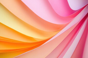 Colorful paper waves displaying vibrant shades of pink, yellow, and orange in a soft gradient design. Generative AI