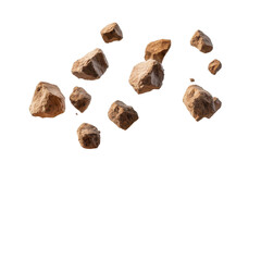 A collection of natural stones arranged in an organic pattern on a white background. transparent background