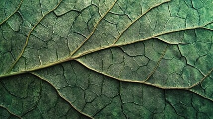Fototapeta premium Close-up textured leaf veins, nature backdrop, botanical detail