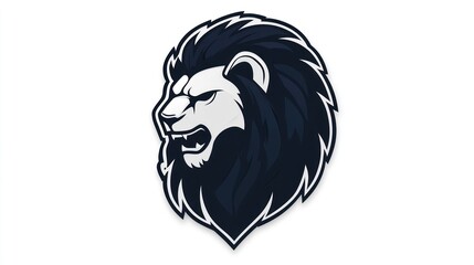 Majestic lion head profile, white background, mascot design, sports team logo