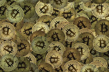 golden bitcoins as symbol of wealth
