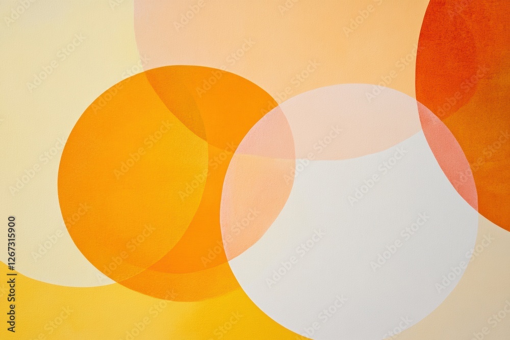 Fototapete Abstract composition of overlapping circles in warm colors on a light background enhancing modern decor. Generative AI