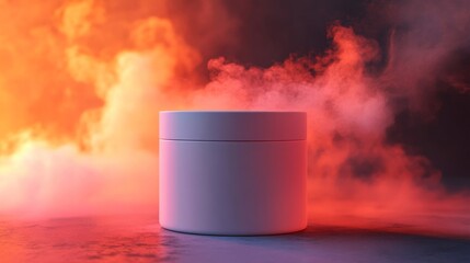 Elegant White Cream Jar Mockup With Dramatic Lighting