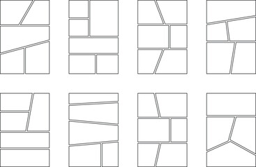 collection of Geometric Grid Layout Templates. Blank frame for comic book, photo collage, poster, flyer. Vector illustration