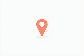 Fototapeta premium Location Pin Icon: A minimalist and modern illustration of a location pin icon in a vibrant coral red color, with a subtle shadow adding depth to the design.