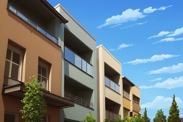 Fototapeta premium マンション、アパートの建築イラスト