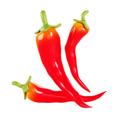 3d red chili pepper render icon. Hot spicy plant fruit, cayenne pepper, jalapeno or anaheim isolated on transparent background. Natural spicy paprika seasoning, organic farm vegetable. 3D illustration