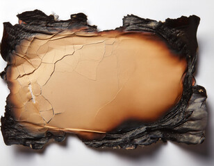 burnt paper blank isolated on white background charred edges with scorched texture vintage and rustic look torn and weathered appearance perfect for creative or decorative concepts