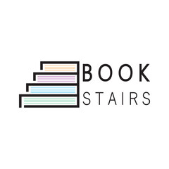 book stairs logo, or library for bookstores, book companies, publishers, encyclopedias, libraries, education, digital books, vectors