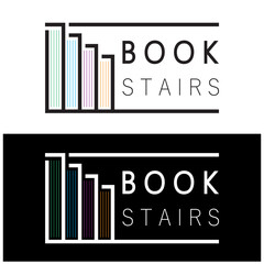 Obraz premium book stairs logo, or library for bookstores, book companies, publishers, encyclopedias, libraries, education, digital books, vectors