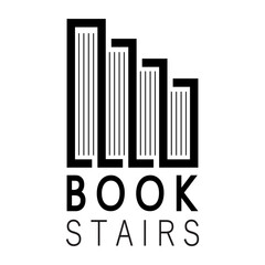 Obraz premium book stairs logo, or library for bookstores, book companies, publishers, encyclopedias, libraries, education, digital books, vectors