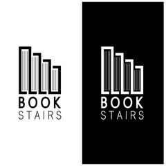 book stairs logo, or library for bookstores, book companies, publishers, encyclopedias, libraries, education, digital books, vectors