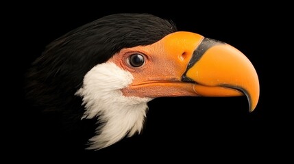 Obraz premium A striking profile of a black and orange toucan