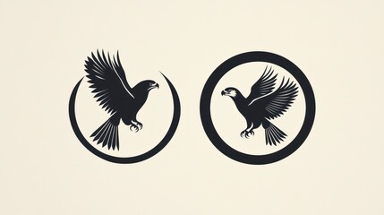 Eagles flying in circles. Logo for falconry or aviation businesses and animal conservation campaigns