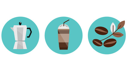 Obraz premium coffee beans types of drinks vector illustration isolated