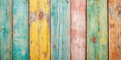 Pastel Vintage Wood Background: Colorful Wooden Planks Texture