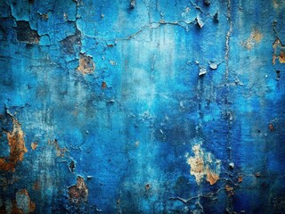 Obraz premium Sapphire Blue Grunge Texture Background - Abstract Distressed Wall