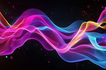 Fototapeta premium Vibrant Abstract Waves of Colorful Light on a Dark Background
