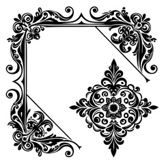 Vintage Design Elements. Elegant Corners and Borders Vector Set.