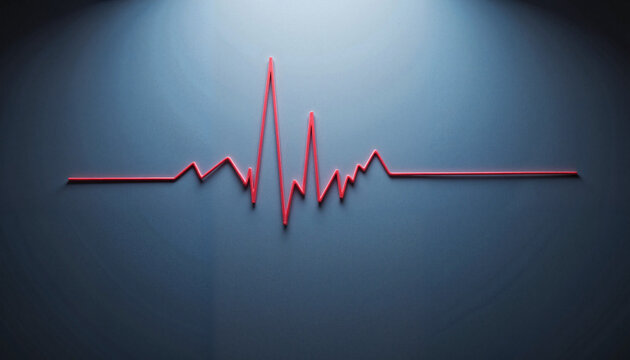 Heartbeat line on blue background
