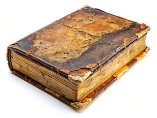 Obraz premium Weathered Antique Book, Isolated, Vintage Textured, Old Paper, History