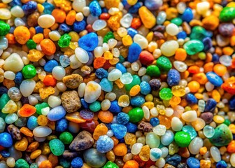 Fototapeta premium Wet Aquarium Sand Texture: Close-Up View of Small Pea Gravel
