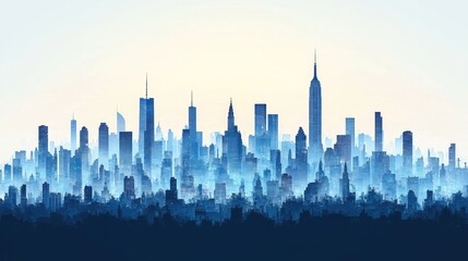 Fototapeta premium Misty morning city skyline panorama