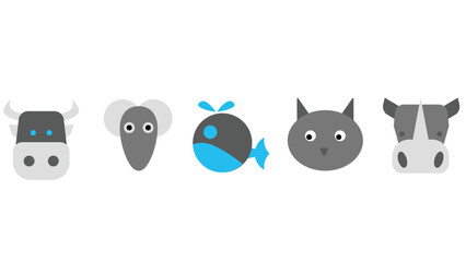 Forest, sea world, and pet animals vector illustration isolated