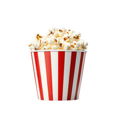 Freshly Made Popcorn in a Red and White Striped Bucket Perfect for Movie Night, Parties, and Celebrations with Crispy Golden Kernels and Delicious Flavor