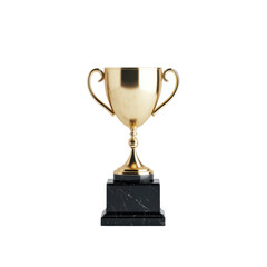 Fototapeta premium Elegant golden trophy on a black marble base, symbolizing victory, achievement, prize, and success in competition or recognition events