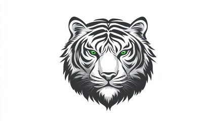Illustration of a tiger's face, isolated on white. Use logo, tattoo, sticker