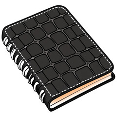 Black Leather Notebook with Crocodile Patterned Cover Design