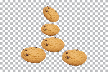  Fresh Cookies isolated on transparent background